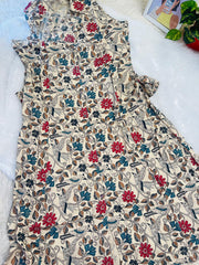 FLORAL & BIRD PRINT COTTON DRESS