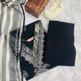 BLACK SALWAR SET WITH SEQUENCE & EMBROIDERY ( SU 185 )