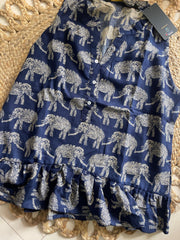NAVY BLUE ELEPHANT PRINT SHORT KURTHI (SU 359)