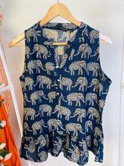 NAVY BLUE ELEPHANT PRINT SHORT KURTHI (SU 359)