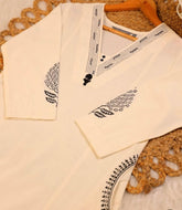 OFF WHITE KURTHI TOP WITH BLACK POCKET WORK (SU 281)