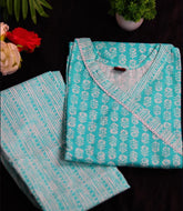 TURQUOISE AFFORDABLE KURTHA TOP & PANTS (SU 196)