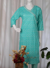 TURQUOISE AFFORDABLE KURTHA TOP & PANTS (SU 196)