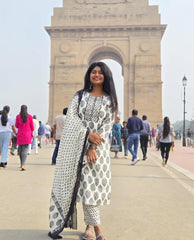 ELEGANT BLACK & WHITE 3 PIECE KURTHI SET (SU-294)