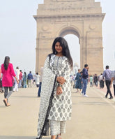 ELEGANT BLACK & WHITE 3 PIECE KURTHI SET (SU-294)