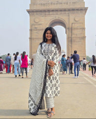 ELEGANT BLACK & WHITE 3 PIECE KURTHI SET (SU-294)