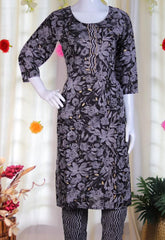 BLACK & GOLD CAPSULE PRINT KURTHI SET (SU - 222)