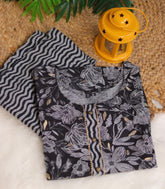 BLACK & GOLD CAPSULE PRINT KURTHI SET (SU - 222)