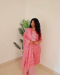 MUTED RED 3 PIECE KURTA SET (SU - 295)