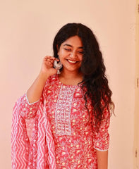 MUTED RED 3 PIECE KURTA SET (SU - 295)