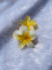 KOREAN CLAW HAIR CLIPS WHITE WITH YELLOW ( SJ 73 )