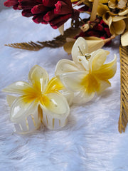 KOREAN CLAW HAIR CLIPS WHITE WITH YELLOW ( SJ 73 )