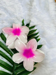 KOREAN CLAW HAIR CLIPS WHITE WITH ROSE ( SJ 73 ) ( 1 count )