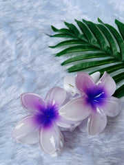 KOREAN CLAW HAIR CLIPS WHITE WITH VIOLET ( SJ 73 ) ( 1 count )