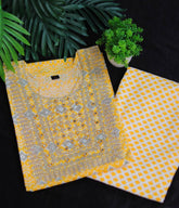 YELLOW KURTHI WITH FRONT MIRROR WORK & PANTS (SU - 202)