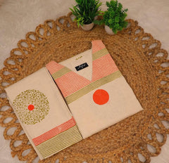 CREAM WITH ORANGE ROUND POLKA 2 PIECE SET (SU 285)