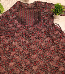 RED BLACK ZIG ZAG FROCK MODEL KURTHI TOP ( SU 157 )