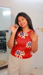 RED ELEPHANT PRINT SHORT KURTHI (SU 362)