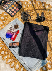 BLACK CHIKANKARI KURTA (SU 322)