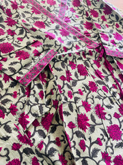 SEIGE GREEN WITH ROSE  SHORT KURTHI (SU 406)