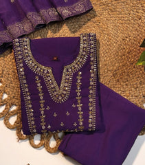 ZEHNAB EMBROIDERY PREMIUM VIOLET SALWAR SUIT (SU 328)