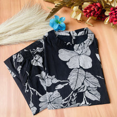 BLACK AURA LEAF CO ORD SET (SU 656) (Sleeves available )