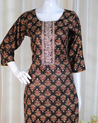 BLACK WITH RED CAPSULE FOIL PRINT KURTHI SET (SU 229)