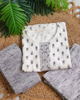 WHITE WITH BLACK PRINT 3 PIECE SET (SU 235)