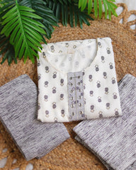 WHITE WITH BLACK PRINT 3 PIECE SET (SU 235)