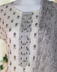 WHITE WITH BLACK PRINT 3 PIECE SET (SU 235)