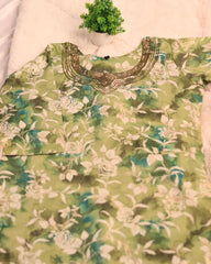 GREEN KURTHI TOP WITH NECK SEQUENCE WORK (SU 167)