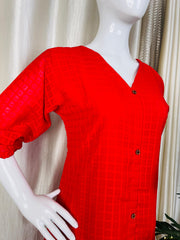 RED FROCK WITH FRONT BUTTON (SU 298)