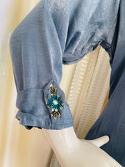 TEAL BLUE COLLAR NECK TOP (SU 391)