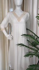 WHITE GEORGETTE V NECK KURTHI (SU 303)