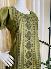 OLIVE GREEN WITH BLACK ART MIRROR WORK KURTHI (SU 626)