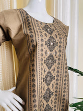 BIEGE GRAY WITH BLACK ART PRINT MIRROR WORK KURTHI (SU 626)