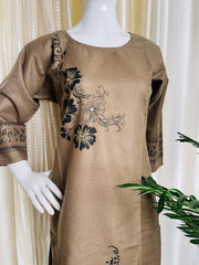BEIGE GRAY WITH BACK FLORAL PRINT KURTHI (SU 627)