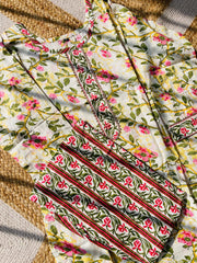 ROSE & GREEN LEAF PRINTED KURTHI SET (SU 618)