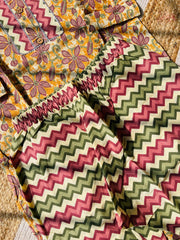 YELLOW & MAUVE FLORAL PRINT KURTHI SET (SU 616)