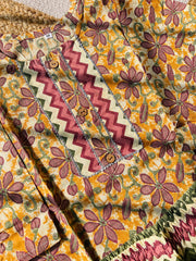 YELLOW & MAUVE FLORAL PRINT KURTHI SET (SU 616)