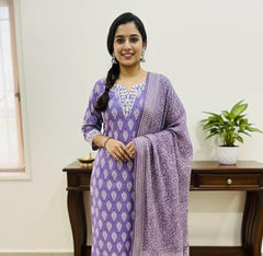 LAVENDER MIRROR WORKED 3 PIECE SET (SU 286)