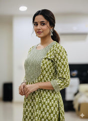 LIGHT GREEN WITH SEQUENCE WORK KURTHI SET (SU 639)