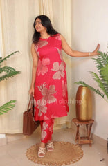 DARK PINK LARGE FLORAL CO ORD SET(SU 399)