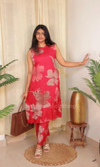 DARK PINK LARGE FLORAL CO ORD SET(SU 399)