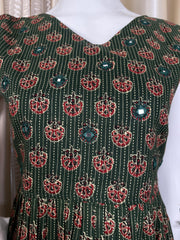 DARK GREEN MIRROR WORK DRESS (SU 392)