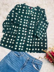 DARK GREEN POLKA SHORT KURTHI (SU 690)