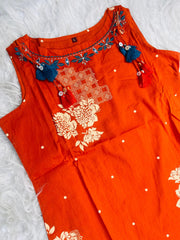 ORANGE WITH DOT PRINT CHARM CO ORD SET (SU 699)