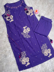 VOILET WITH BEIGE CHARM CO ORD SET (SU 696)