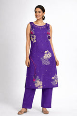 VOILET WITH BEIGE CHARM CO ORD SET (SU 696)