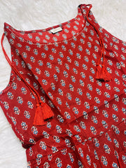 MAROON AJRAKH SHORT KURTHI WITH TIE (SU 694)